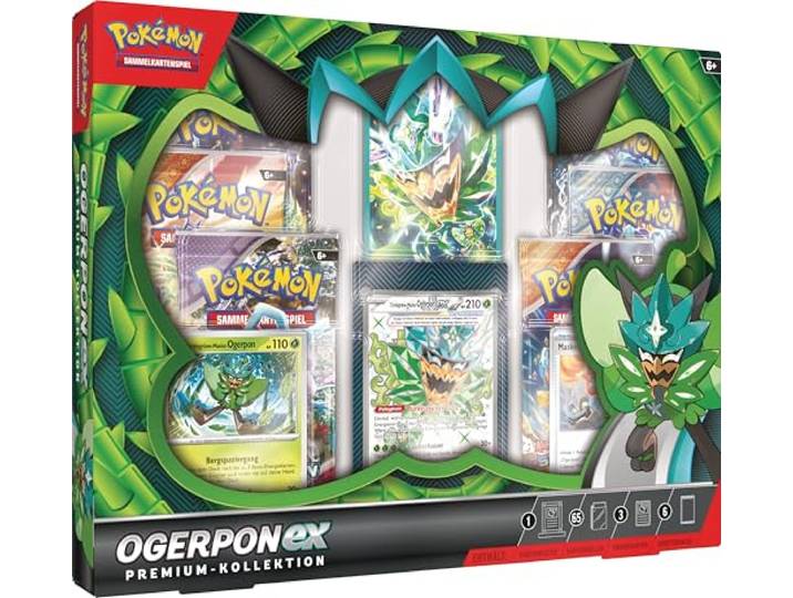 Pokémon-Sammelkartenspiel: Premium-Kollektion Ogerpon-ex (3 holografische Karten & 6 Boosterpacks)