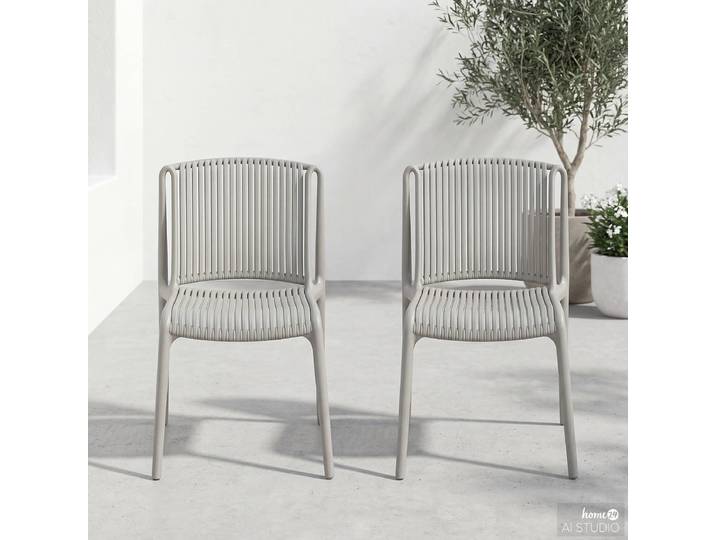 Gartenstuhl Verta 2er-Set Polypropylen Beige/Kaschmir 53 x 83 x 56cm
