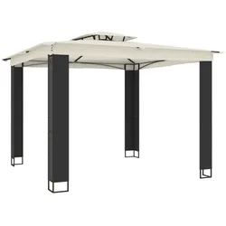 vidaXL Pavillon mit Doppeldach Creme 2,94x2,94 m Stahl