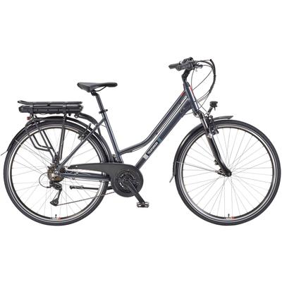 E-Bike TELEFUNKEN "E-Trekking Expedition XT485 Damen" Gr. 48, grau (anthrazit, schwarz), Elektrofahrräder, 48cm, 28 Zoll (71,12cm), Pedelec, Elektrofahrrad, Trekkingrad, Damen, innerhalb StVZO, 28 Zoll