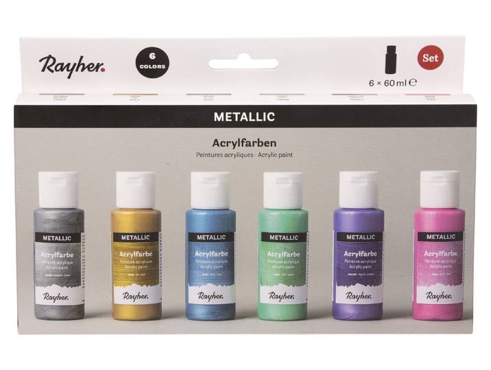 Acrylfarben Set Metallic, 6 Farben à 60ml