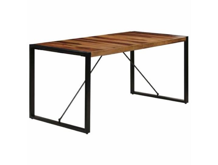 Tmriohed Esstisch 160x80x75 cm Massivholz Akazie Industriedesign Stabiles Stahlgestell in Schwarz trifft echte Maserung für Küche und Esszimmer mit lackierter Oberfläche.