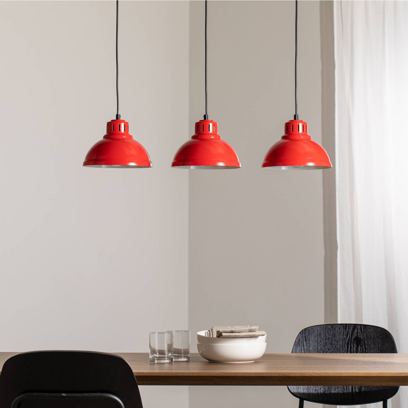 Hängelampe Sven Luminex, dimmbar, rot, für Wohn- / Esszimmer, Metall, Industrielles Design, Pendelleuchte