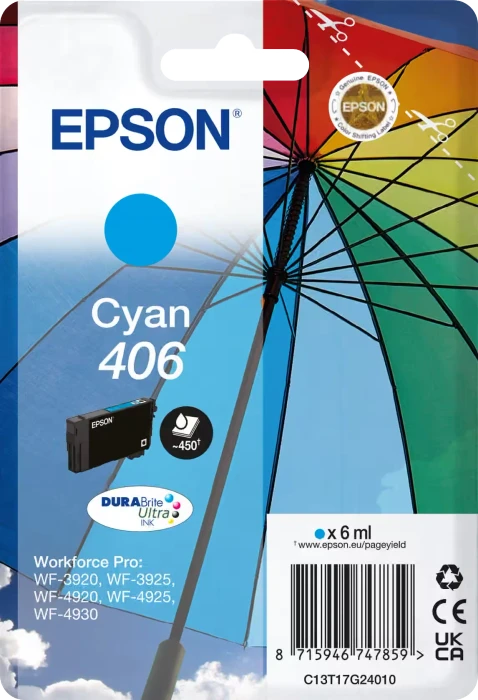 EPSON 406 Umbrella DURABrite Ultra cyan Druckerpatrone