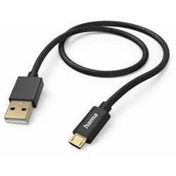 HAMA Ladekabel "Fabric", USB-A - Micro-USB, 1,5 m, schwarz