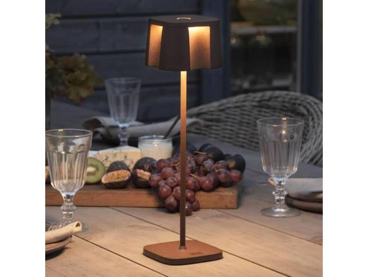 Konstsmide LED-Dekoleuchte Nice, USB-Ladeanschluss, rost dimmbar, braun / rost, Aluminium, Modern