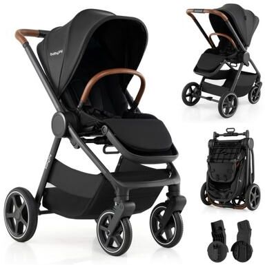 Costway Convertible Travel Baby Stroller with Car Seat Adapters-Black