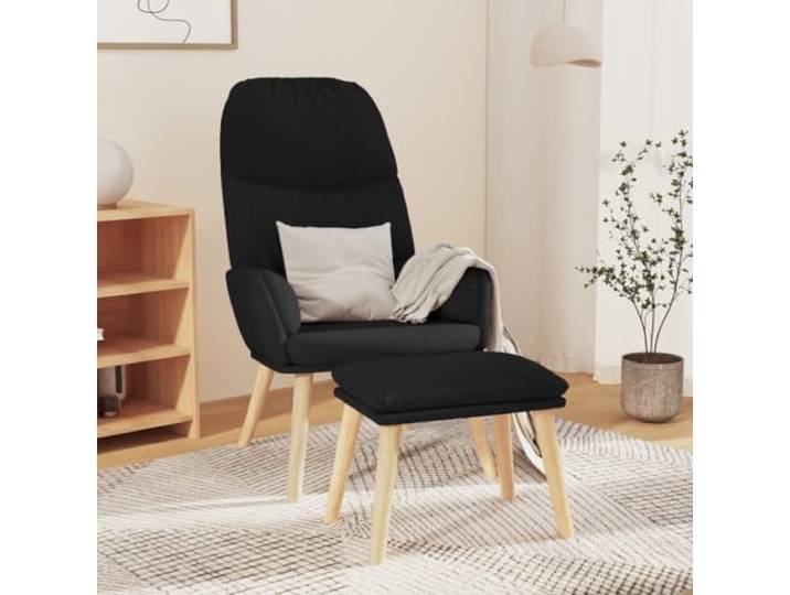 YUTAASU Fabric Recliner Chair with Ottoman Black Breathable Upholstery, Sturdy Metal Frame, Rubberwood Legs, Armrests, Living Room Furniture