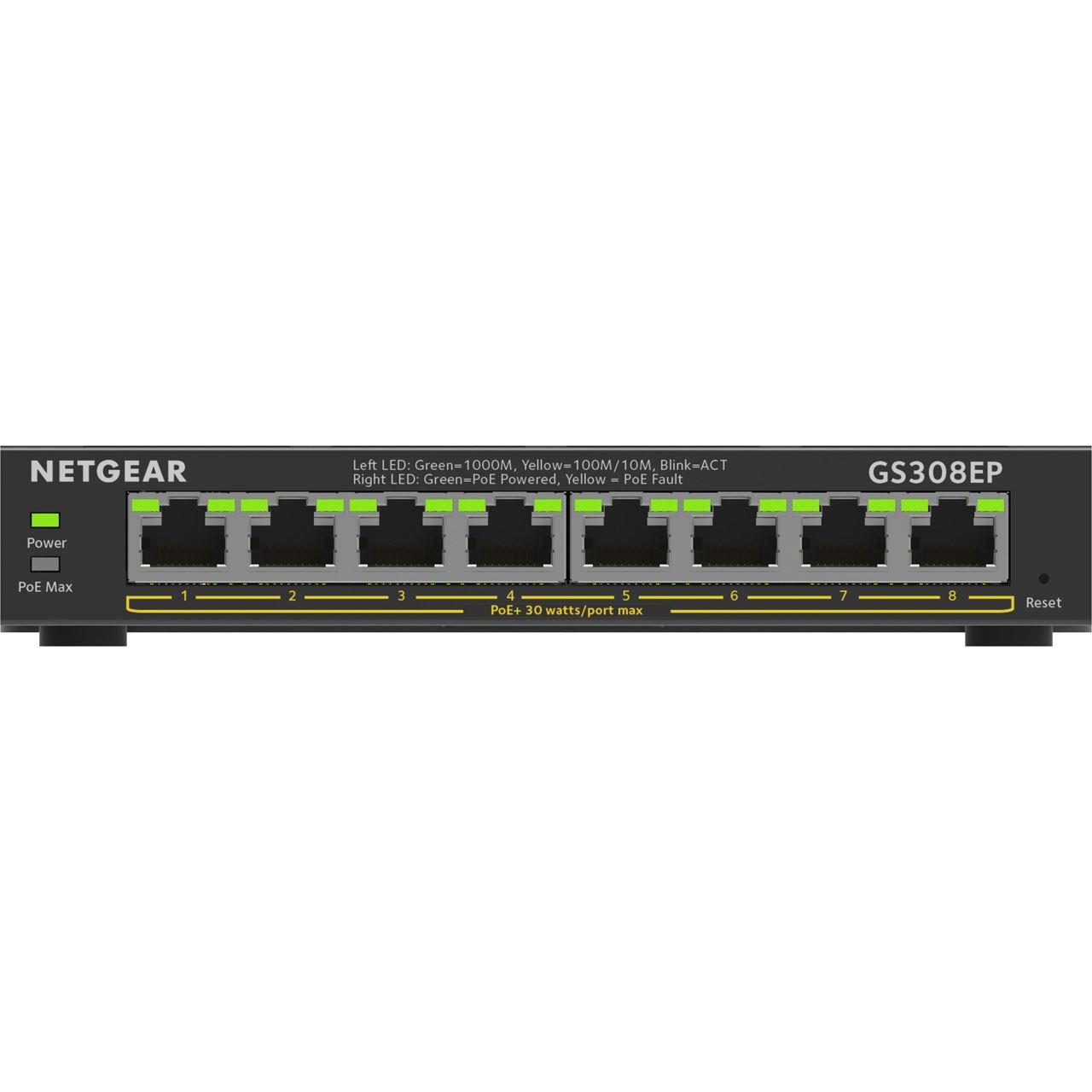 Netgear SOHO GS300 Desktop Gigabit Smart Switch, 8x RJ-45, 62W PoE+ (GS308EP-100)