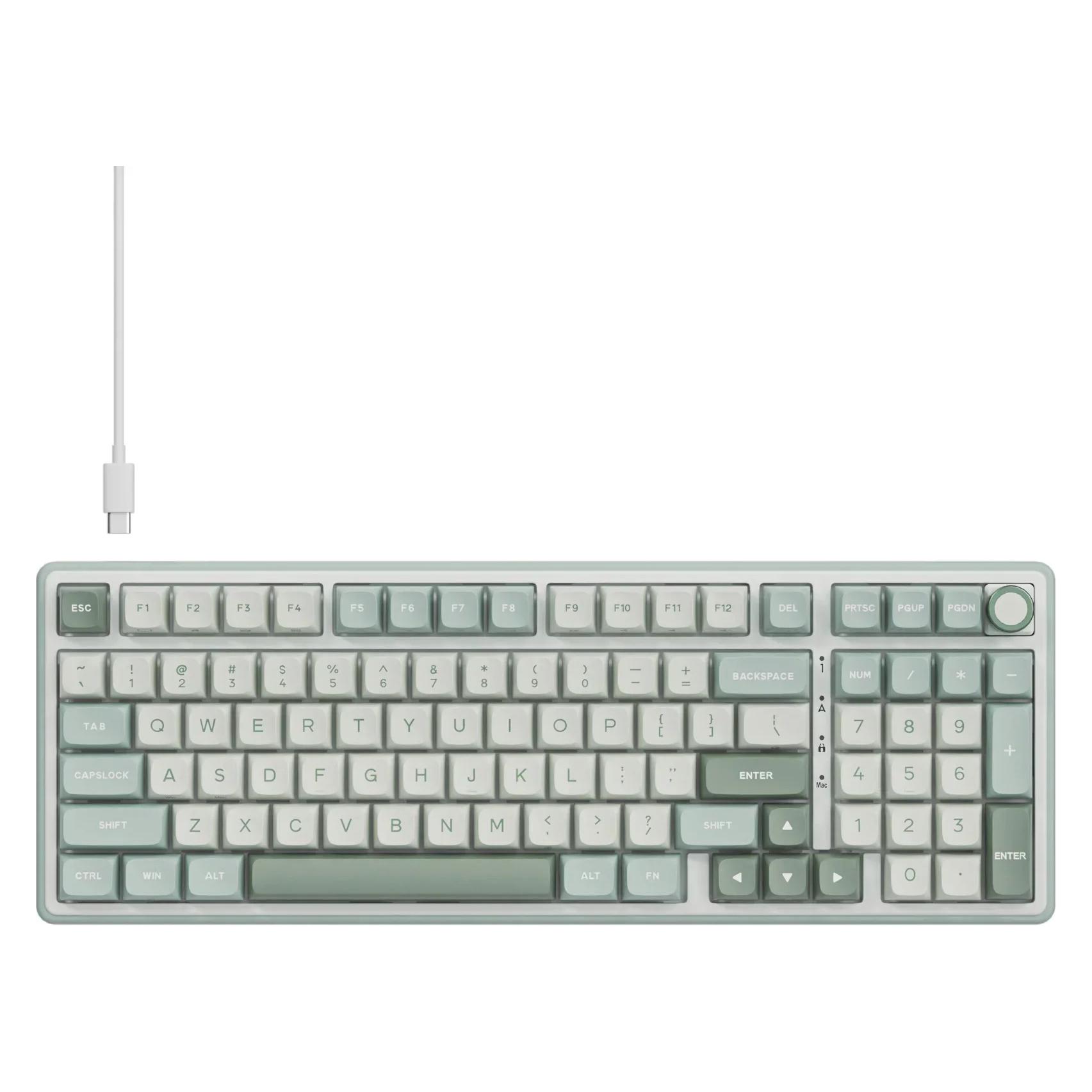 Royal Kludge RK R98Pro Sky Cyan Gaming Keyboard Beige switch (Eng. Int., Kabelgebunden, Kabellos) (RK-R98PRO-SKYCYN-BEGSW-US)