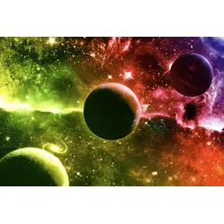 Fototapete PAPERMOON "PLANETEN-FUTURISTISCH WELTRAUM MOON GALAXIE UNIVERSUM", bunt, B:4,5m L:2,8m, Vlies, Tapeten