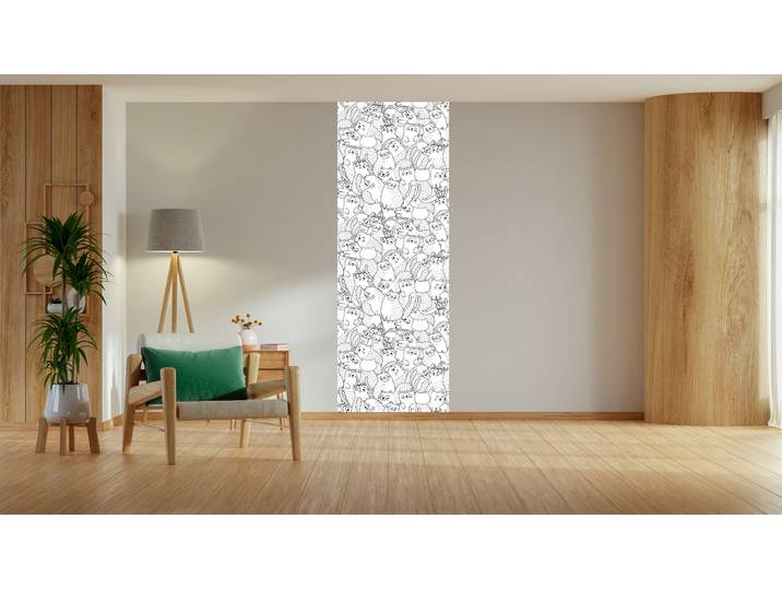 Wandsticker QUEENCE Katzen , weiß, B:90cm H:250cm, Vinyl, Wandtattoos, Wandsticker, DIY-Wandsticker zum Bemalen