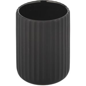 Wenko Zahnputzbecher Belluno, schwarz, aus Keramik, 8 x 11 cm, 250 ml