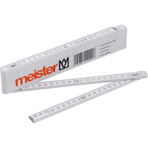 Meister Zollstock 6442000, Holz, 3m, Gliedermaßstab, weiß