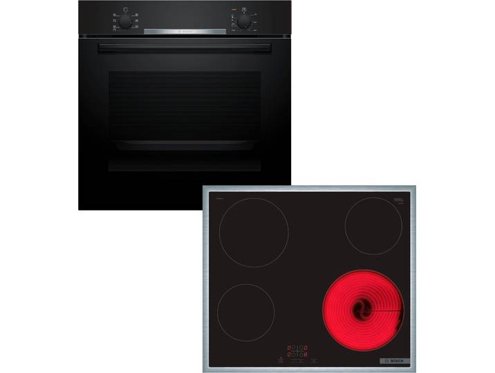 BOSCH Backofen-Set HBD230CR63 , Energieeffizienz: A, schwarz, Herdsets, Gleichmäßige 3D-Heißluft & intuitive Touch-Select-Bedienung, Backofen-Set