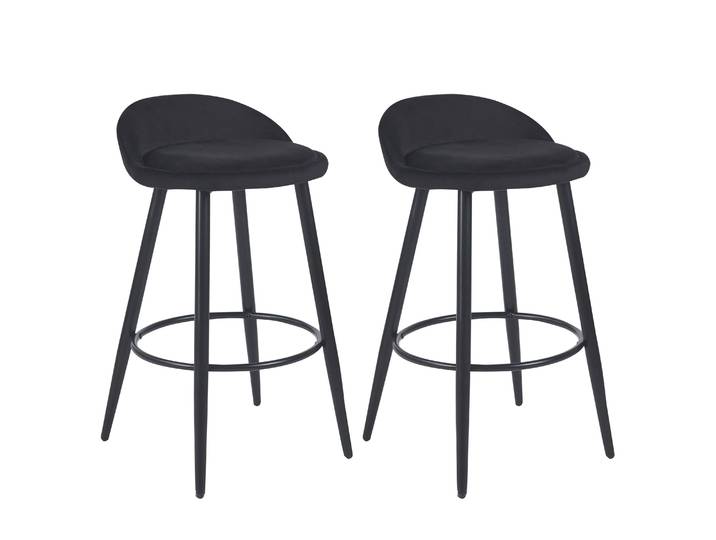 Barhocker Samt ROMY 2er Set schwarz