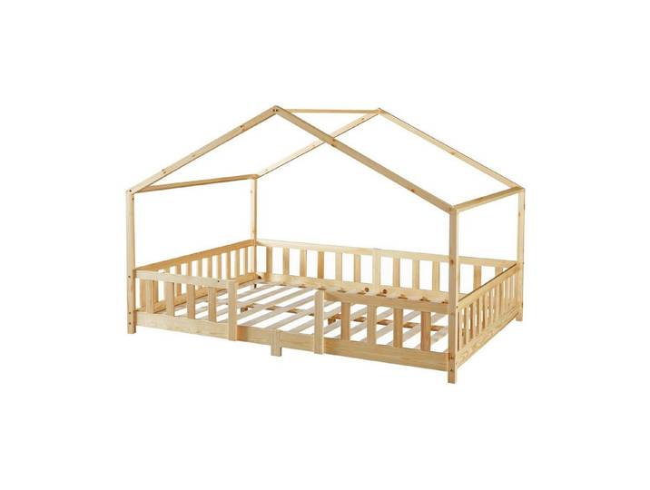 en.casa Kinderbett, »Treviolo« Haus-Optik Montessori 140x200 cm Holzfarben