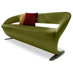Komfort & Wohnen Solobank Wave Leder Grün Olive 178 cm