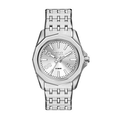 Quarzuhr DIESEL "Stinger 3-Hand", silber (edelstahlfarben, silberfarben, silberfarben), Armbanduhren, Herren, edelstahlfarben, Quarzuhr, Armbanduhr, Herrenuhr, Edelstahlarmband, analog