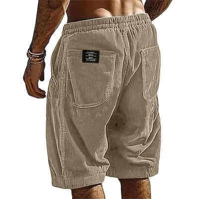 Herren Shorts Freizeitshorts Cordshorts Tasche Elastischer Bund Einfach Atmungsaktiv Knielang Outdoor Urlaub Alltagskleidung Urlaub Mode Schwarz Weiß Mikroelastisch