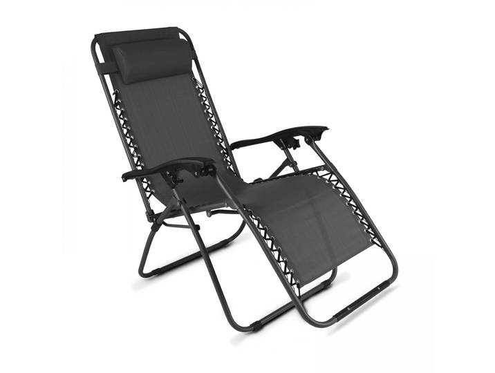 Oviala - Fauteuil relax de jardin en métal et textilène inclinable