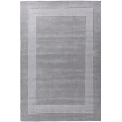 Wollteppich THEKO "USEDOM 8301", grau, B:60cm H:11mm L:90cm, Wolle, Teppiche, Uni Farben, reine Wolle, handgetuftet, mit Bordüre