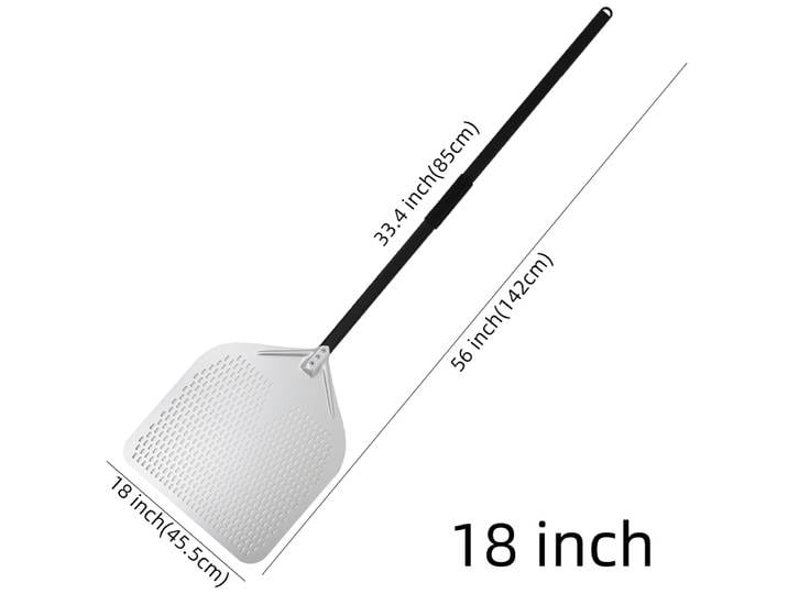 Pelle à pizza perforée de 18 pouces, pelle à manche métallique pour retourner les pizzas au four, ustensiles de cuisine, accessoires de cuisson antiadhésifs