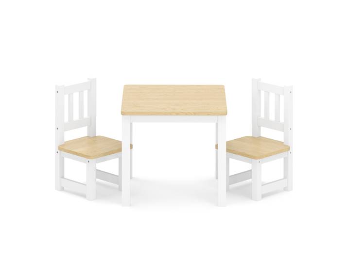 Kindertisch mit 2 Stühlen Holz weiss/natur
