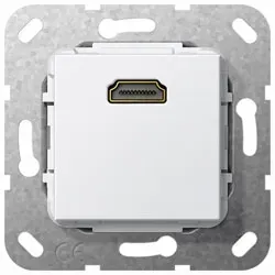 Gira Einsatz HDMITM „High Speed with Ethernet” Kabelpeitsche (reinweiß, glänzend)