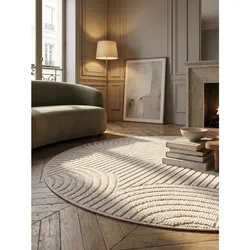 Flachgewebe-Teppich Hoch-Tief-Bögen Creme 120x120 cm Hoch-Tief Bögen