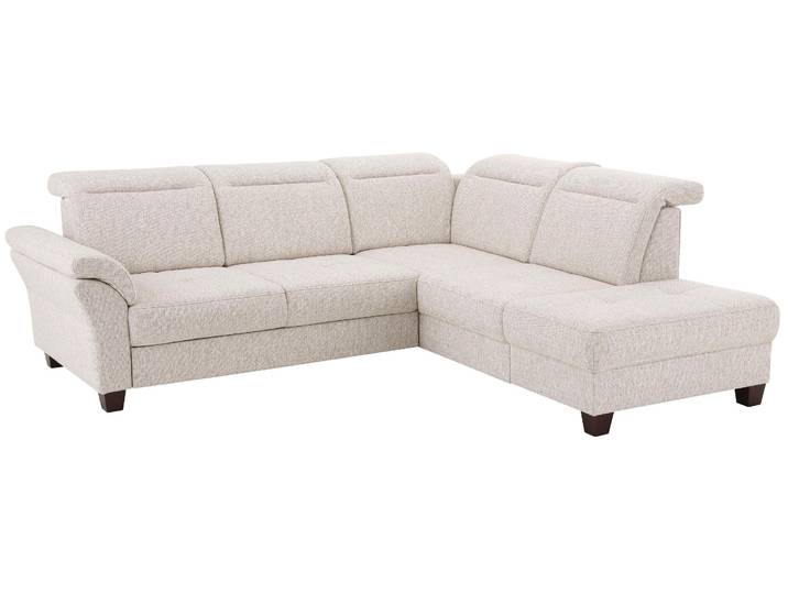Ecksofa, Luxus-Microfaser Lederoptik, Beige, 260×235 cm, Mit Kopfteilverstellung & Bettfunktion, Klassisch, Home-affaire
