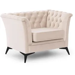CHESTERFIELD-SESSEL Whitby Beige Samt mit schwarzen Füßen