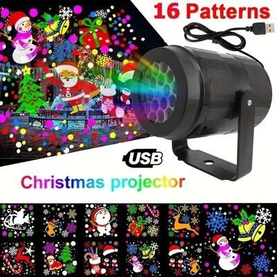 Uplifted Goods Snowflake Christmas Laser Projector Light With 16 Patterns Waterproof LED Holiday Decoration 16 Patterns
