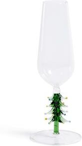 Zodax Treetop Cheers Glass Champagne Flutes - Holiday Stemware, Set of 4