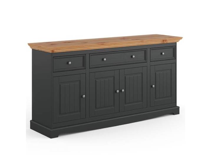 Lomadox Wohnzimmer Esszimmer Sideboard 167cm Anrichte, Massivholz in grau mit Kiefer Optik
