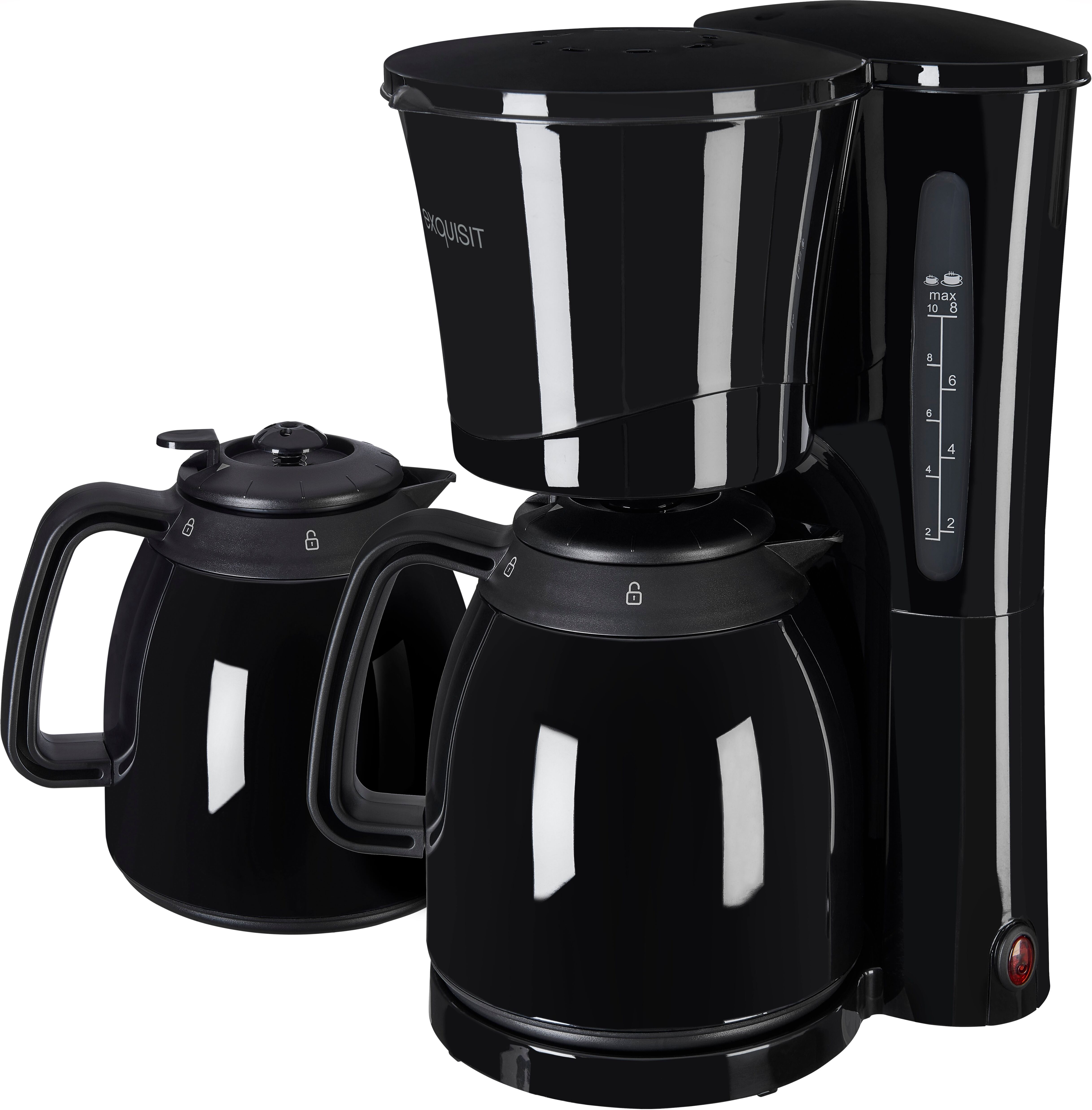 EXQUISIT Filterkaffeemaschine "KA 6502 sw", schwarz, 1 l, 10, Kaffeemaschinen, inkl. 2 Thermokannen, Filterkaffeemaschine