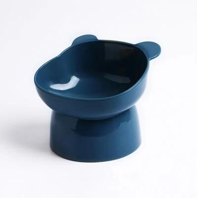 Uplift Essentials Ergonomic Tilted Neck Protection Pet Food & Water Bowl navy blue