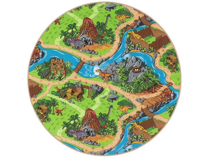 KINDER SPIEL STRASSEN TEPPICH DINO WELT RUND