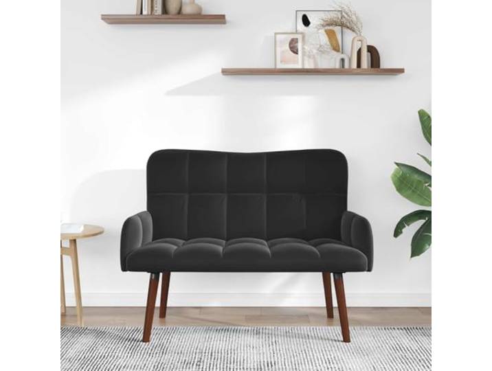 KTHLBRH 2-Sitzer-Sofa, schwarz, Samt, 115 x 61 x 87 cm Fertige Rückenlehne, modernes Design, einfache Montage, Reinigung mit trockenem Tuch