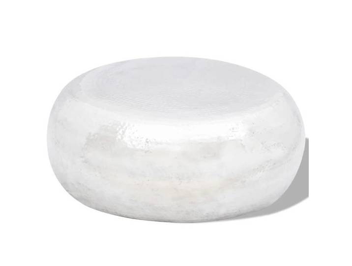 Table basse martelée en aluminium Argenté - Cadre durable - design élégant(1224)