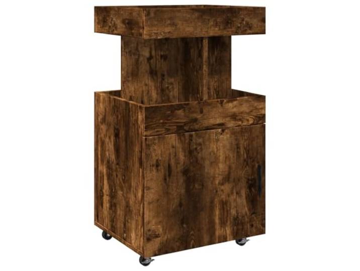 Kaorsrow Barwagen Räuchereiche 50x41x89 cm Servierwagen Holzwerkstoff Praktischer Servierwagen aus Holzwerkstoff mit feststellbaren Rollen und viel Stauraum für Wohnzimmer, Küche und Esszimmer.