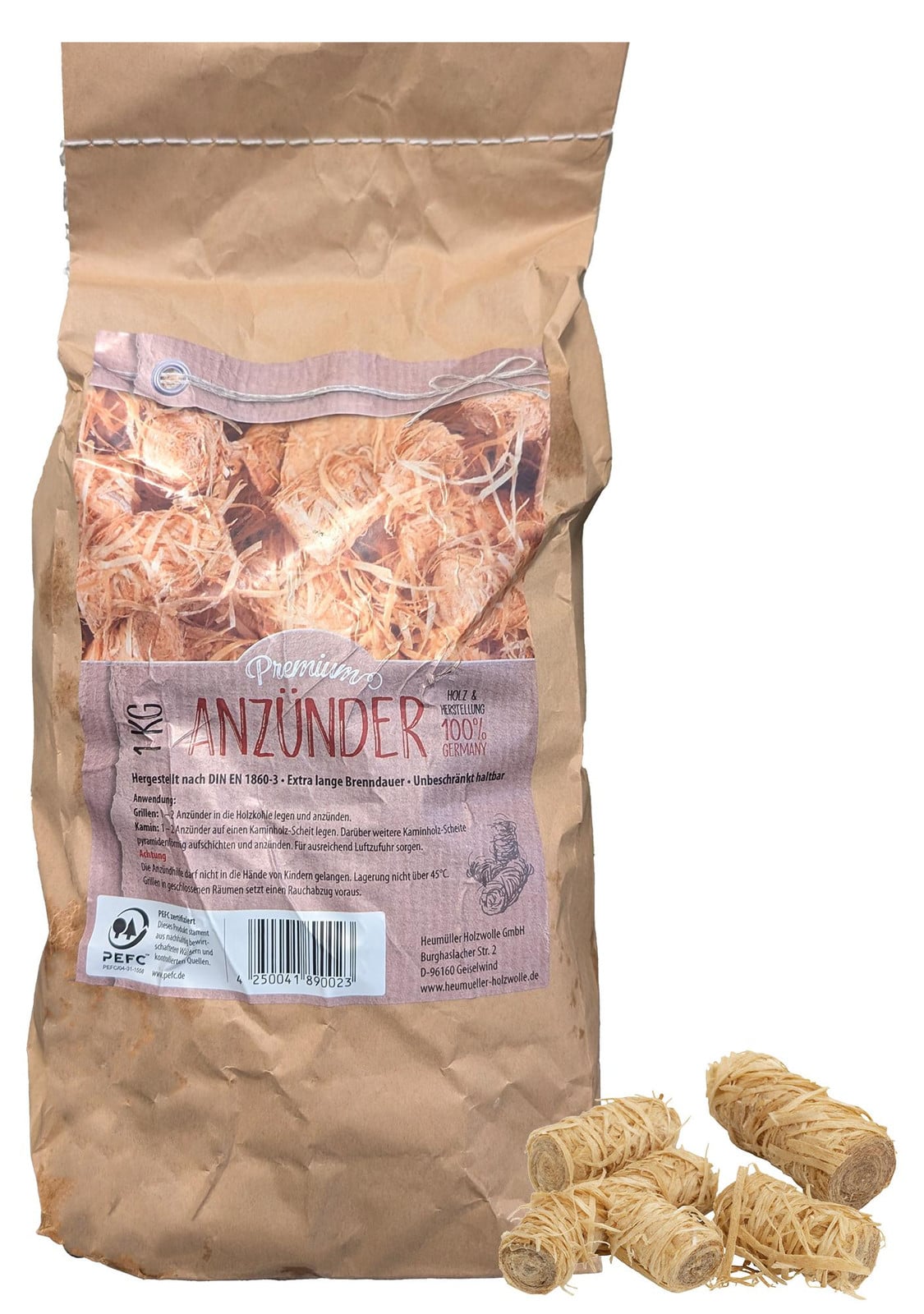 COM-Four premium houtsnippers aanmaakblokjes 1 kg - ecologisch aanmaakhout voor de open haard