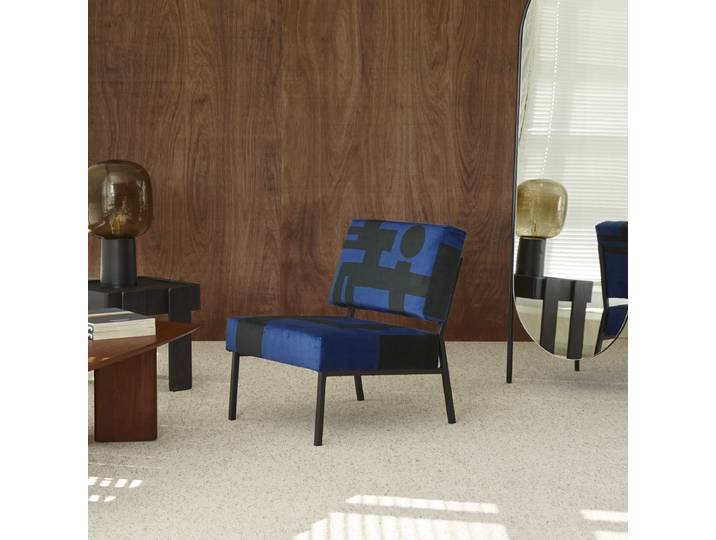 Blauer Sessel Barbican aus Wildlederimitat ,1-Sitz - Blau
