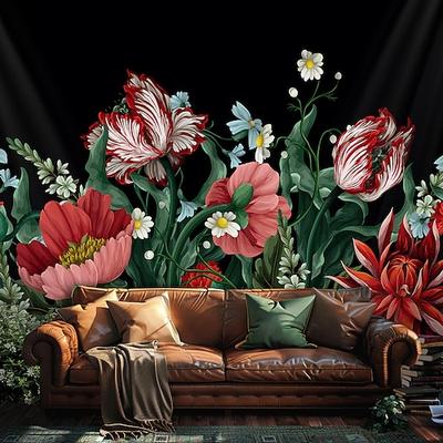 Florale Blumen hängender Wandteppich Wandkunst großer Wandteppich Wandmalerei Foto Hintergrund Decke Vorhang Heim Schlafzimmer Wohnzimmer Dekoration