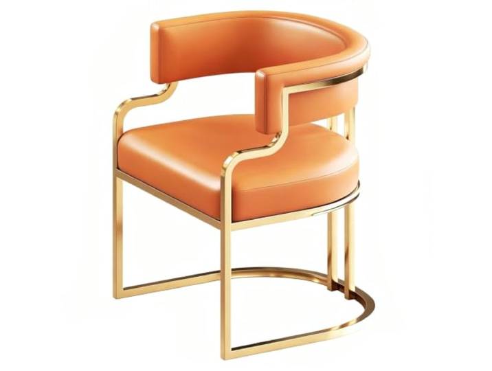 YANGLLYJ Warteraum Stuhl Modern Empfangs Stuhl Gebogener Ruecken Robust Rahmen aus Kohlenstoffstahl, Schaumstoffpolsterung PU Geeignet für Cafés Oder Schminkbereiche(Orange)