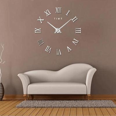 Snug & Styled Oversized Wall Clock For Living Room Decor With Silent Quartz Movement silver