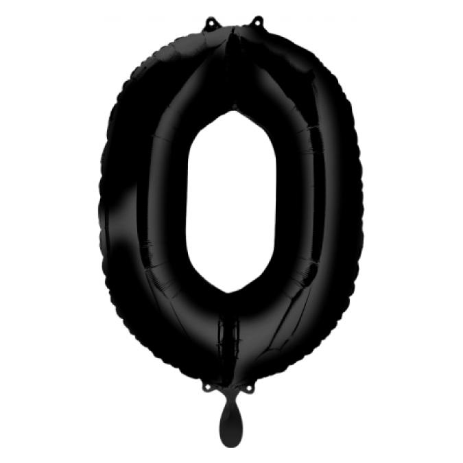 Partydeco Zahlenballon 0 Alu Schwarz 86cm (1x) (FB1M-0-010)