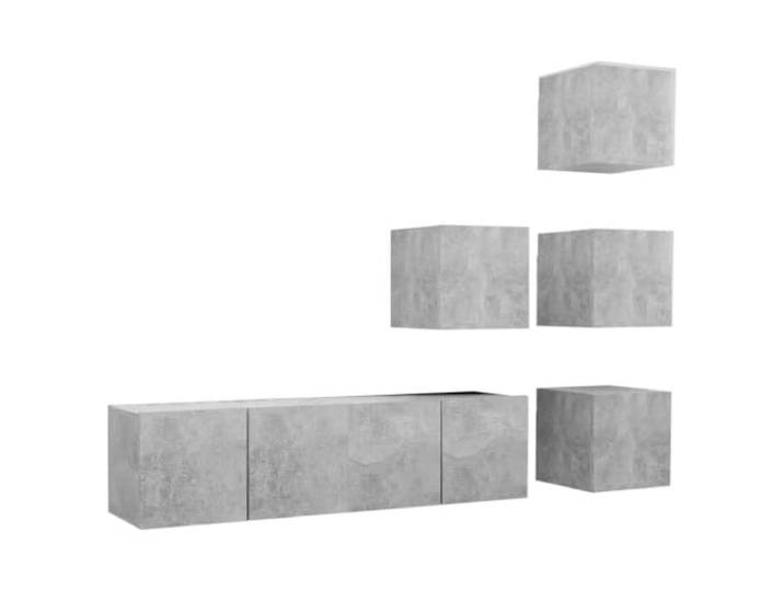 Makastle 6-TLG. TV-Schrank-Set Betongrau Holzwerkstoff