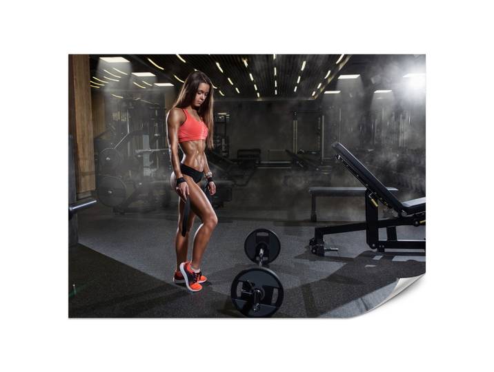 FOTOTAPETE Fit Frau Gym Langhantel Kraft Sport Fitnessstudio 200x140