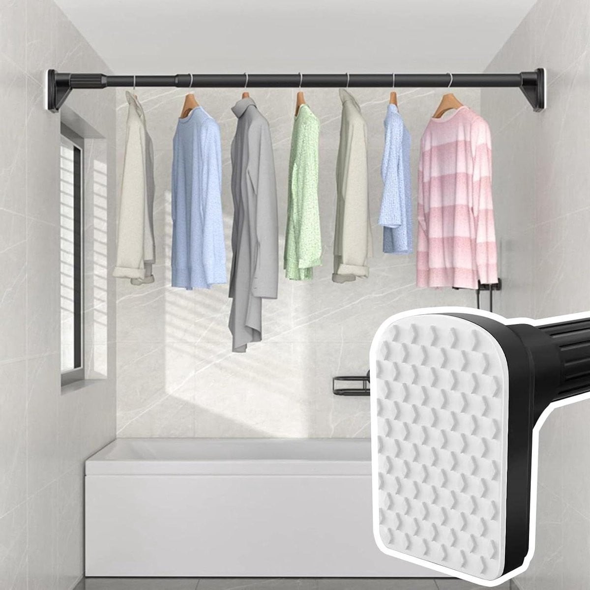 Telescopische Garderobestang Verstelbare Kledingroede voor de Slaapkamer, Keuken of Badkamer, 0,4-2 m